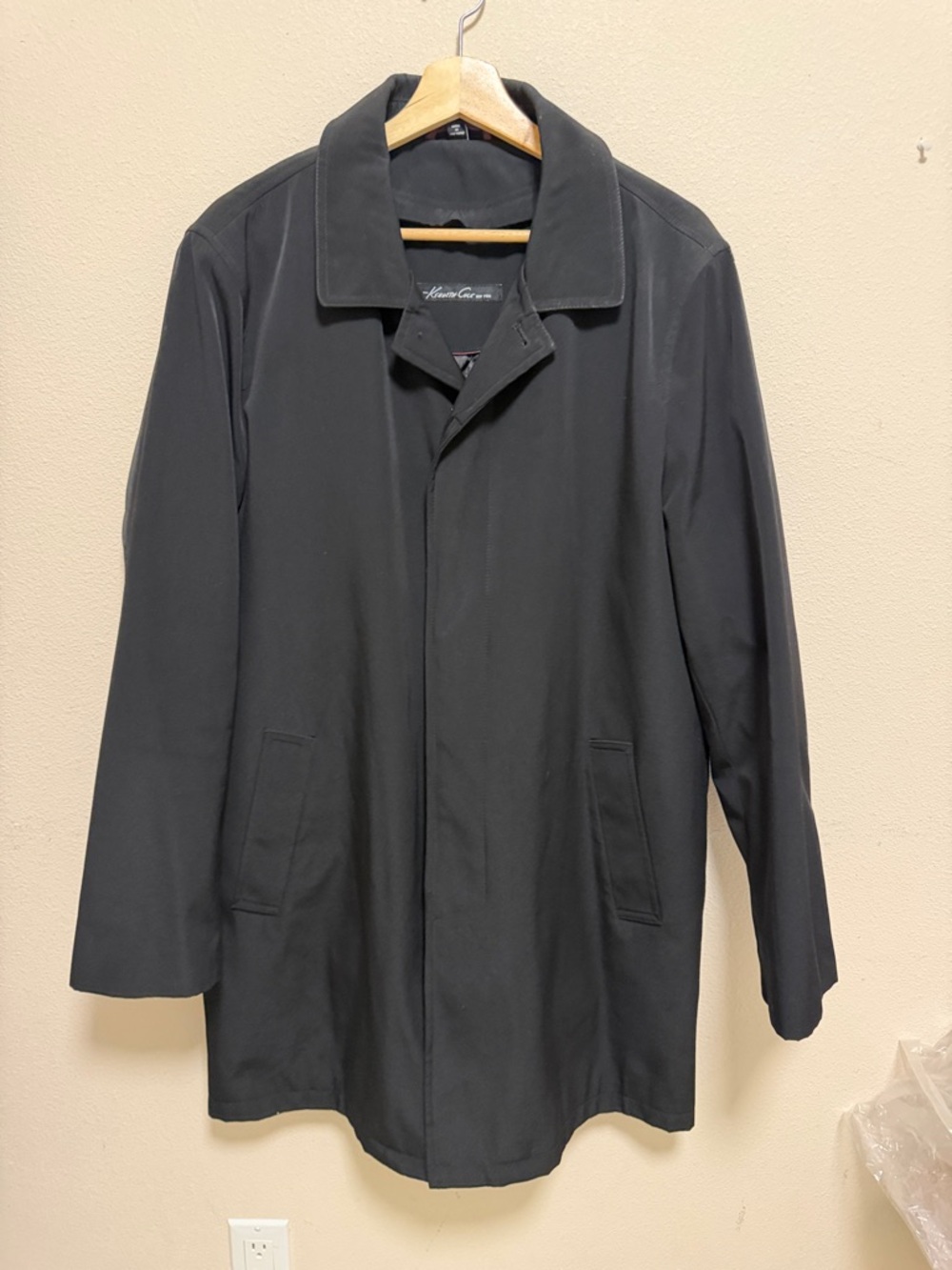 Kenneth Cole Black Trench Coat - Minimalist Button-Front